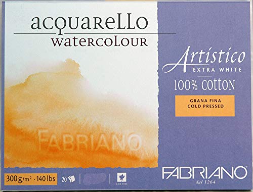 Fabriano Artistico 140 lb. Cold Press 20 Sheet Block 9x12" - Extra White
