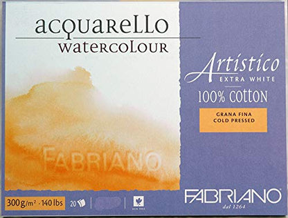 Fabriano Artistico 140 lb. Cold Press 20 Sheet Block 9x12" - Extra White
