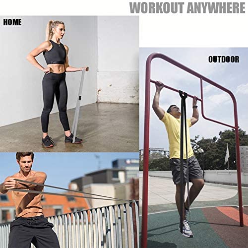 76 Inch Extra Long Fabric Resistance Band with Workout Guide for Men & Women, Non-Slip,up to 150 LBS for Strength Training, Pull-Up Assist, Yoga & Physical Therapy - color: White/Gray/Dark Gray/Black