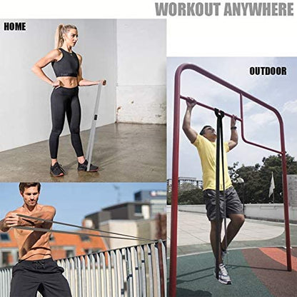 76 Inch Extra Long Fabric Resistance Band with Workout Guide for Men & Women, Non-Slip,up to 150 LBS for Strength Training, Pull-Up Assist, Yoga & Physical Therapy - color: White/Gray/Dark Gray/Black