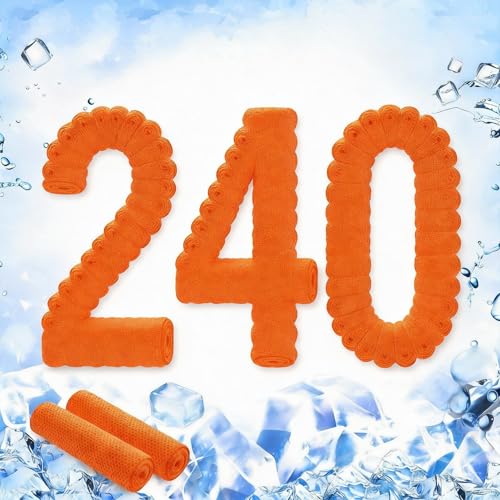 QBrand 240 Pack Cooling Towels, 40"x12" Ice Breathable Chilly Sweat Rag Microfiber Workout Rags for Gym Towels for Neck and Face for Yoga Golf Sport Running (OR-240) - color: Or-240