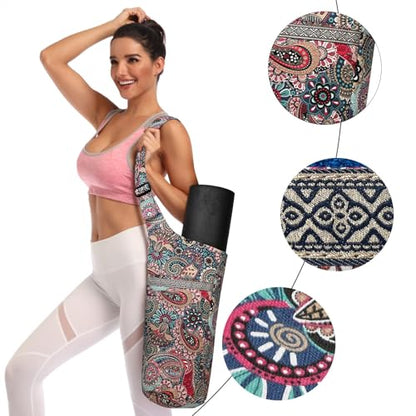 IwIeIaIrI Yoga Mat Bag Cylinder for Women with Large Zipper Pocket - color: Blue+Pink