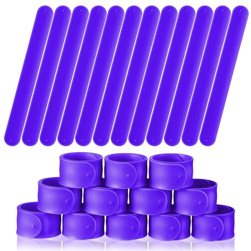 Gemscream 12 Pcs Silicone Slap Bracelets DIY Slap Bands Party Favors Bulk Blank Soft Wristband Wrist Snap Band for Craft Project DIY Painting Birthday Party Halloween Christmas - color: Purple