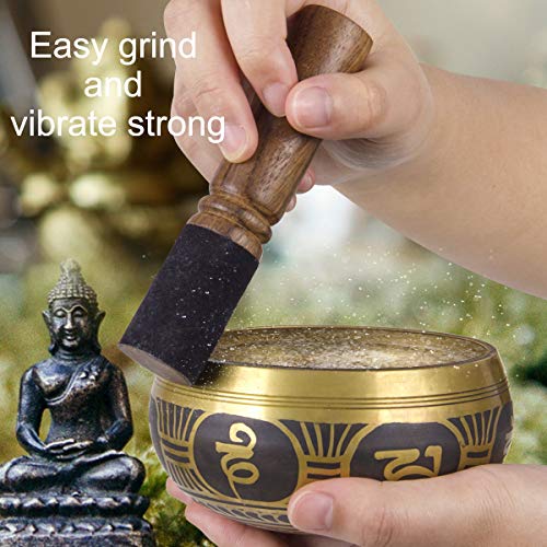 Tibetan Handcrafted Nepal Singing Bowl, 4.5 inch Master Healing Grade, Pure Tone Sound Art Bowls Meditation Accessories Set for Yoga, Chakra Healing, Mindfulness, Stress Relief, Self-Regulation Gift - color: 4.5inch Gold
