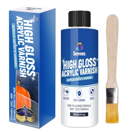 High Gloss Varnish for Acrylic Painting Clear Coat for Acrylic Paint, Polyurethane Clear Gloss Paint Sealer Varnish for Artwork,Craft Anti Cracking,Scratches,Wear,Non-Yellowing,Painting Kit with Brush - style: Semi-Gloss