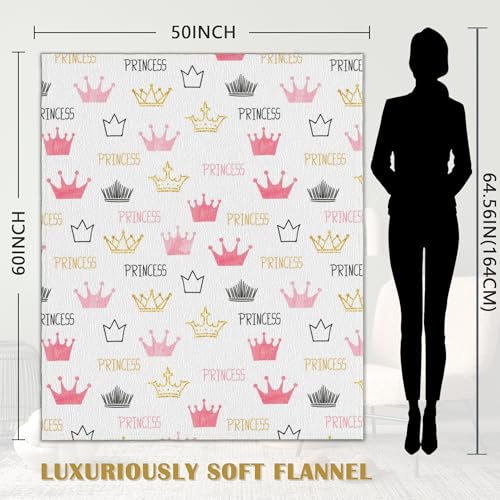 Pink Crown Blanket,Cute Soft Lightweight Throw Blanket for Sofa Couch Bed Room 50x60 inch - color: Crown