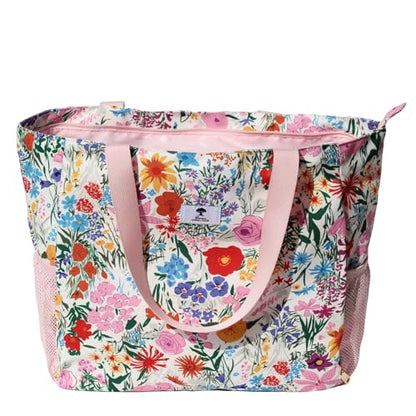ESVAN Yoga Mat Bag Yoga Tote Carrier Shoulder Bag Carryall Tote for Office,Yoga,Pilates,Travel,Beach and Gym - color: A Pink Flower