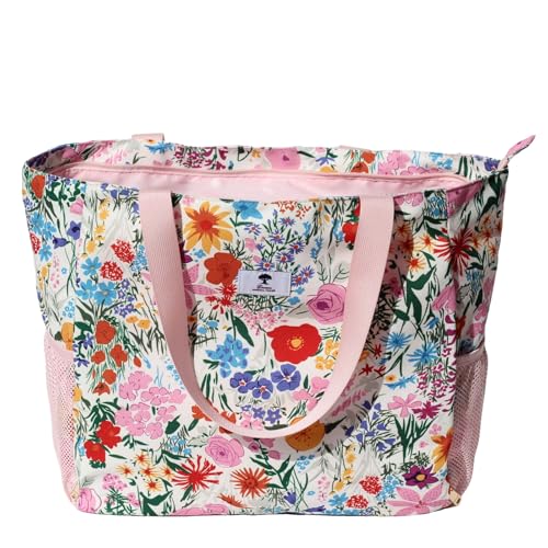 ESVAN Yoga Mat Bag Yoga Tote Carrier Shoulder Bag Carryall Tote for Office,Yoga,Pilates,Travel,Beach and Gym - color: A Pink Flower