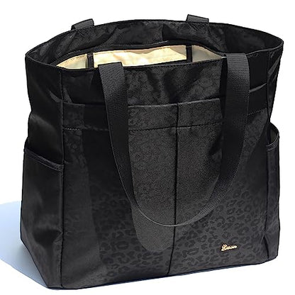 ESVAN Original Floral Tote Bag Large Shoulder Bag with Multi Pockets for Gym Travel Beach Daily Bags - color: A1