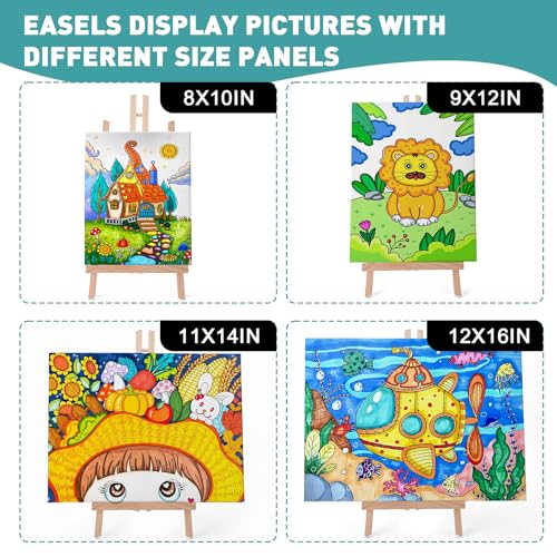 ESRICH 2 PCS 16in Wood Easels, Tabletop Easel for Painting Party | Paint Easel for Display Canvas, Photos, Display Tripod Holder Stand for Students Kids - style: 16"-2P