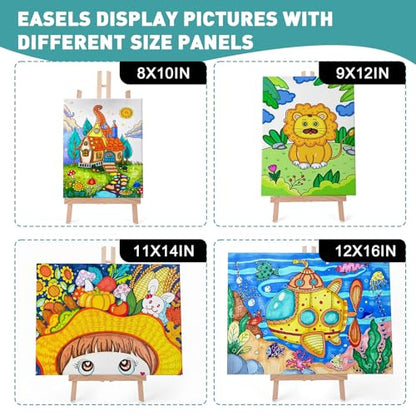 ESRICH 2 PCS 16in Wood Easels, Tabletop Easel for Painting Party | Paint Easel for Display Canvas, Photos, Display Tripod Holder Stand for Students Kids - style: 16"-2P