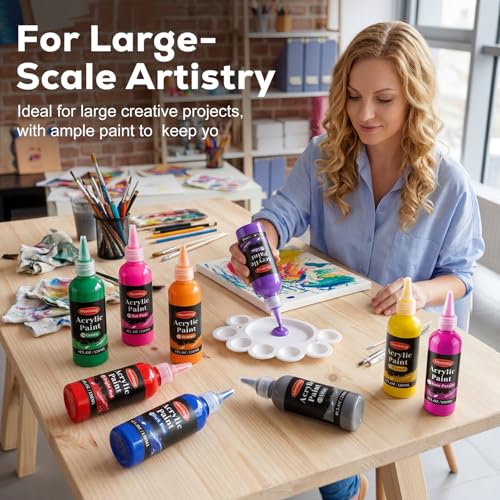 Acrylic Paint Set, 24 Colors, 4 oz/120ml Bottles | Rich Pigments, Water Proof, For Artists, Beginners and Kids, Canvas Rocks Wood Ceramic Fabric - color: 120ml 24 Colors
