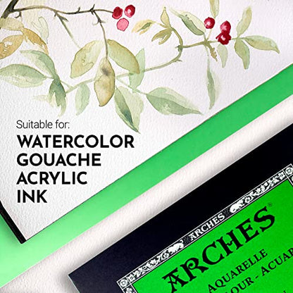 Arches Aquarelle Watercolor Paper Pad, Cold Pressed, 140lb/300gsm, 12 Sheet, 10x14 inch, 1 Count - size: 10"x14", style: Cold Press