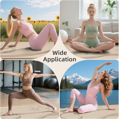 HAHE Extra Wide Yoga Mat, 72"x40"x0.4"Thick, Large Exercise Mats - color: Coffee Beige