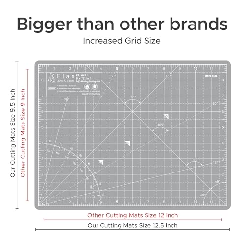 Elan Cutting Mat A4 Gray, Self Healing Cutting Mat 9x12 Inch, 5-Ply Craft Board Gray, Hobby Board for Crafts 9x12 Inch
