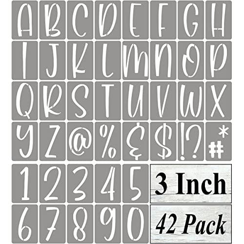 3 Inch Alphabet Letter Stencils for Painting - 42 Pack Letter and Number Stencil Templates with Signs for Painting on Wood, Reusable Letters and Numbers Stencils for Chalkboard Wood Signs & Wall Art - size: 3 Inch