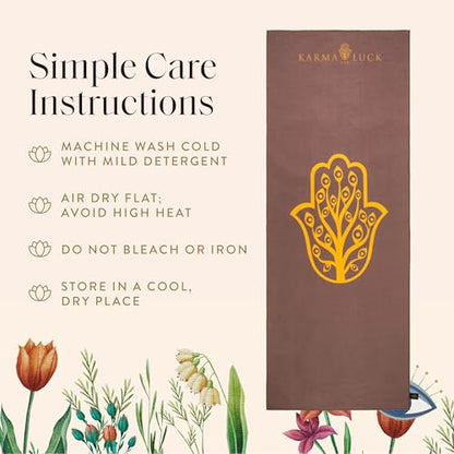 KARMA AND LUCK Grounded Grace Yoga Towel, Rooted Energy for Strength & Balance, Non-Slip Hot Yoga Mat Towel with Silicone Base, Highly Absorbent Terry Suede, 26” x 72” - color: Grounded