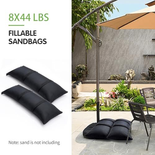 Sand Bags for Weight, 2 x 44 LBS Fillable Black SandBags | 800D Oxford Fabric Sand Bags for Umbrella Base, Outdoor Patio Umbrella Stand, Trampoline Legs(Without Sand)(2, black)