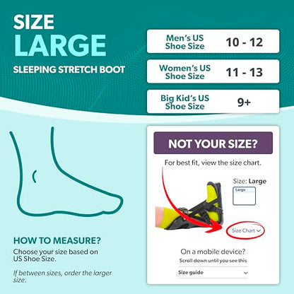BraceAbility Sleeping Stretch Boot - Plantar Fasciitis Night Foot Splint Adjustable Achilles Tendonitis Brace for Fascia, Tendon and Calf Stretching, Heel and Bone Spur or Arch Pain Treatment (Large) - size: Large