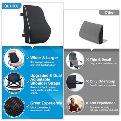 Lumbar Support Pillow for Office Chair, Office Home Essentials,Gifts for Mom,Dad, Back Support Pillow for Car, Chair Cushions,Back Pain Relief Improve Posture,Mesh Cover Double Adjustable Straps