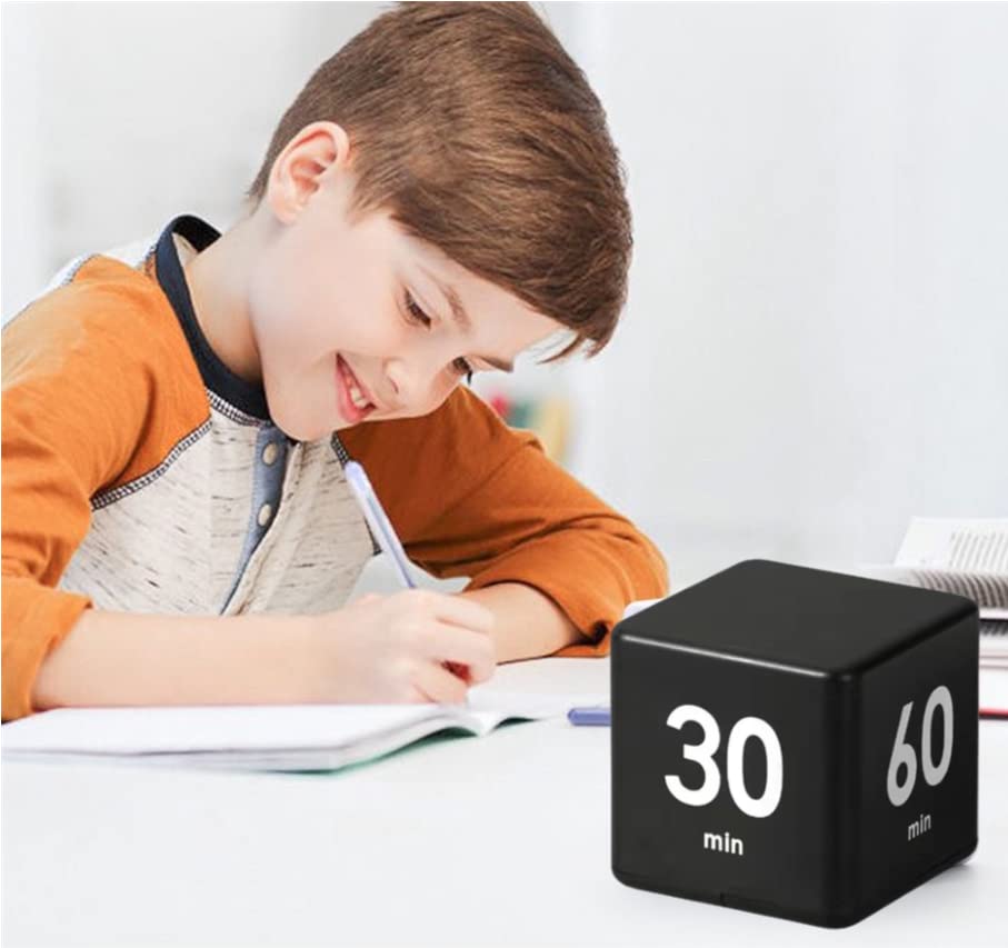 Feilifan Flip Timer, Productivity Cube Timer, 15-20-30-60 Minute Preset - color: 15-20-30-60min,black
