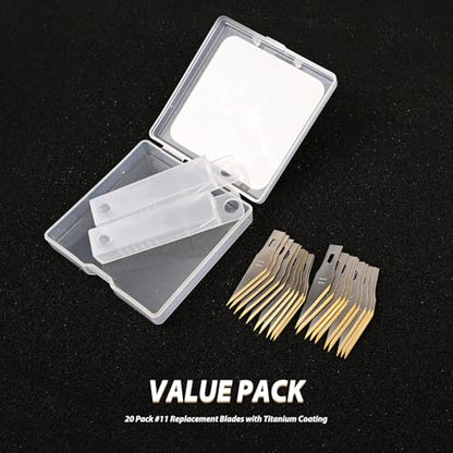EHDIS Precision Craft Hobby Knife Blades # 11 Titanium Coated Blade Refill Hobby Art Blades Cutting Tool with Storage Case for Craft, Hobby, Scrapbooking, Stencil-20 Pack (Pack of 20) - size: Pack of 20
