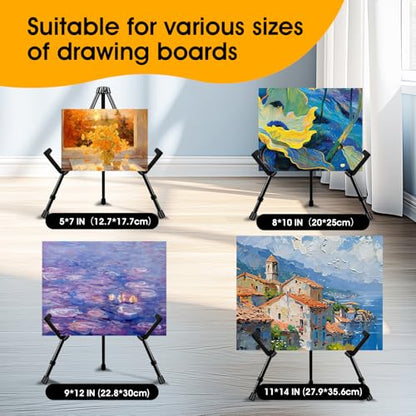 AROIC 3 Pack 14'' Tabletop Easels, Black Steel Table Top Easels for Display | Adjustable Portable Table Top Easel for Paintings, Signs, Posters,Frame Pictures(with 3 Bags) - style: 3P