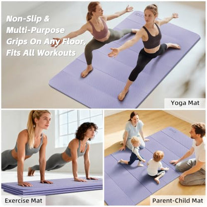 Foldable Yoga Mat Extra Large (74.0" x 47.2" x 0.4") - color: Light Purple