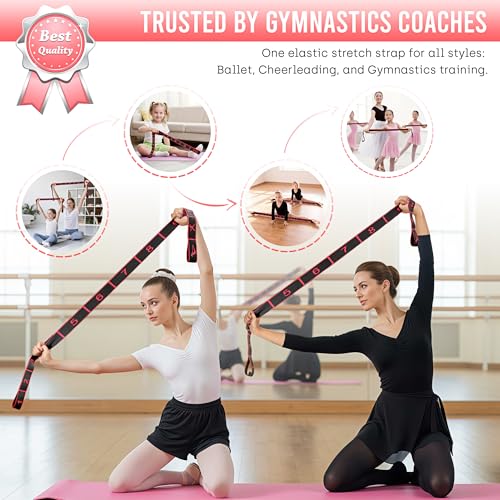 Resistance Bands, Stretch Band for Exercise, Physical Therapy, Rehab & Flexibility, Home Gym Equipment for Yoga, Pilates, Dance, Gymnastics, Number Loop Elastic Strap for Leg and Hip Stretches - color: Red Black