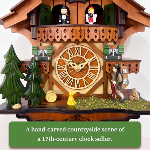 Cuckoo Clock with Rotating Dancers, Black Forest Chalet, Quartz