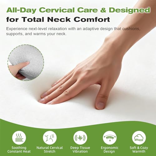 3-in-1 Neck Massager Pillow with Heat, Vibration & Gentle Traction - color: Gray