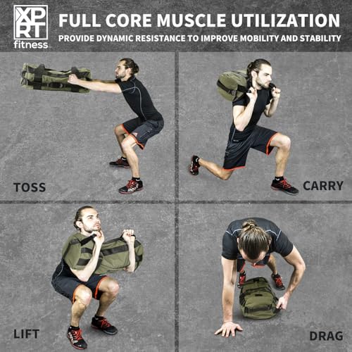 XPRT Fitness Workout Sandbag for Heavy Duty Workout Cross Training 7 Multi-positional Handles - Color Army Green/Black/Camo - color: Camo, size: Small