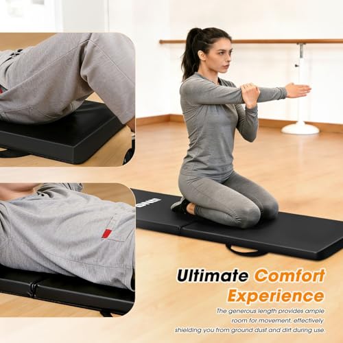 DNA Motoring Foldable Soft Kneeling Pad Mat Extra Thick Foam Knee Pad Mat Water Resistant 43 X 17.7 X 1.6 in for Auto Maintenance, Gardening, Baby Bath, Yoga, w/Handles, TOOLS-00501