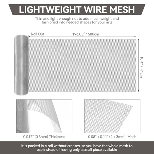 Aluminum Sculpting Mesh 16.14" x16.4ft – Twists into Curves & Corners, Holds Shape for Geometric or Organic Forms. Ideal Base for Paper Mâché, Plaster, Animal Figures, Abstract Art & DIY 3D - size: 16.14 Inch by 16.4 Foot