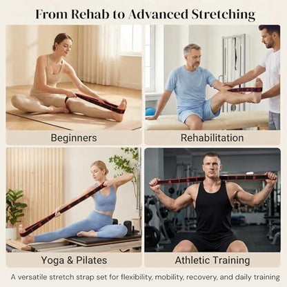 Resistance Bands for Stretching, 8 & 12 Loop Stretch Strap Set, Numbered Yoga & Physical Therapy Bands for Flexibility, Pilates & Full Body Workout (35" & 51")
