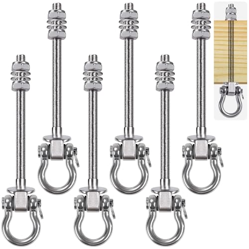 SELEWARE Heavy Duty Swing Hanger, 6 Pack Porch Swing Hardware - color: U (9 inch, 6 Pack Silver)