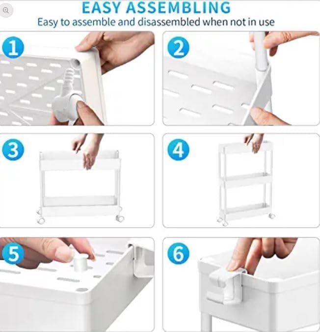 SPACEKEEPER 3 Tier Rolling Cart, Bathroom Cart Organizer with Wheels, White - color: White, size: 3 Tier