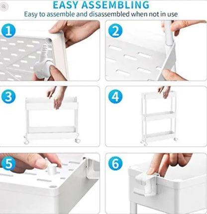 SPACEKEEPER 3 Tier Rolling Cart, Bathroom Cart Organizer with Wheels, White - color: White, size: 3 Tier