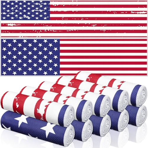 FuWeave 12 Pcs American Flag Cooling Towels Gifts 40 x 12 Inch - color: American Flag, size: 40 x 12 inches