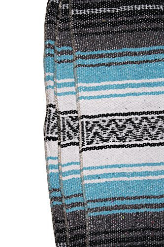 Canyon Creek Authentic Mexican Yoga Falsa Blanket (Turquoise) - color: Turquoise