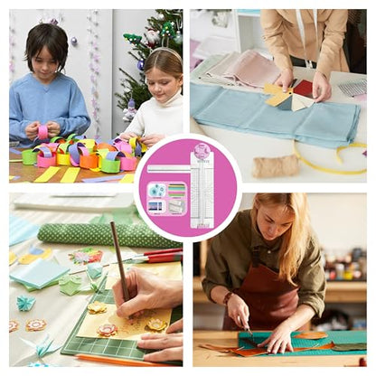 4 in 1 Paper Cutter, A4 Sliding Rotary Trimmer for Crafts, Pink | 4 in 1 Paper Cutter, A4 Rotary Trimmer with Sliding Blade, Pink - color: Pink