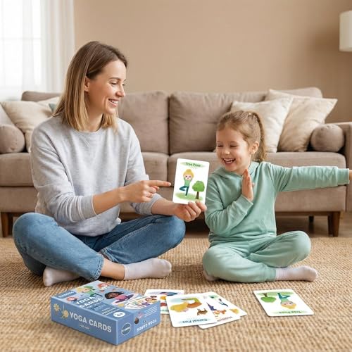 Yoga Cards for Kids - 75 Yoga Meditation Mindfulness Cards for Beginners, Mindful Sensory Play Activities, Exercise Flashcards, Self Regulation Classroom Therapy Suppliesv Autism Special Needs