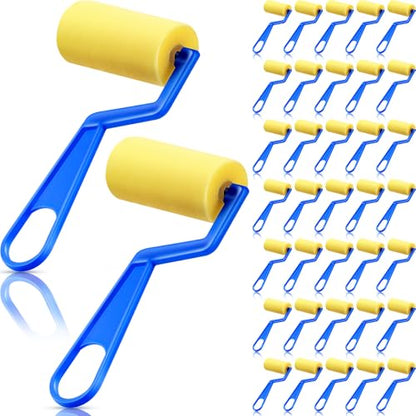 Tenceur 50 Pcs 3 Inch Foam Paint Rollers Painting Sponge Roller,Blue - color: Blue
