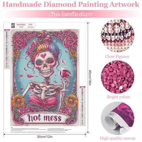 MAXBYE Diamond Painting Kits for Adults Beginners,Mexican Dead 5D Full Round Drill Diamond Art Kit, Easy DIY Dot Painting Gem Craft for Home Wall Art 12x16in - color: ZD050