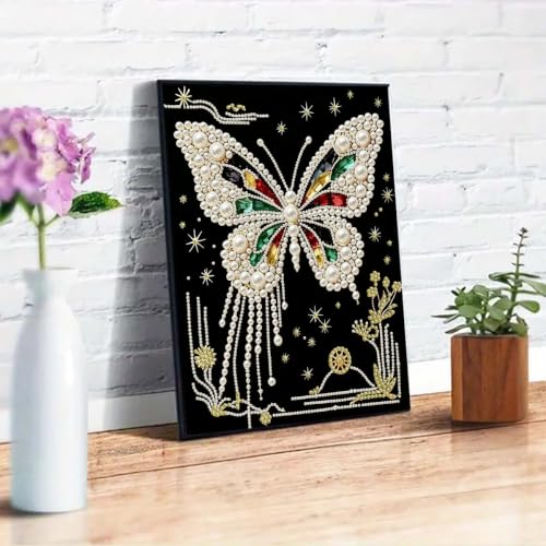 GEMFAMILY Butterfly Pearl Diamond Art Kits for Adults,5D Diamond Pearl Painting Kits for Butterfly,DIY Pearl Art Handmade Gem Dot Picture Craft for Home Wall Decoration 12 X 16 inch - color: HL6677