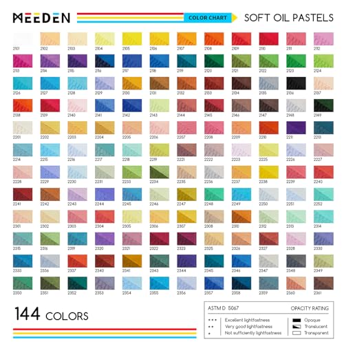 MEEDEN 144 Vibrant Color Soft Oil Pastels + 140lb/300gsm 9"x 12" Oil Pastel Paper for Artist Beginner Adult - Smooth Oil Pastel Crayons for Art Supplies, Painting, Drawing, Blending, Layering, Shading