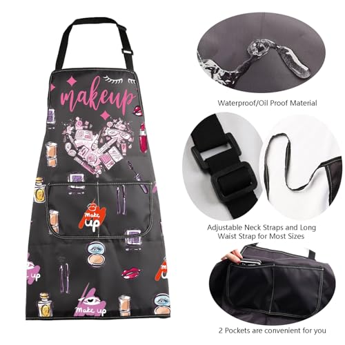 MBMSO Makeup Artist Aprons with Pockets Makeup Apron for Artist Esthetician Gift Cosmetology Student Gift Aprons - color: Makeup Artist Apron-black