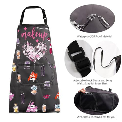 MBMSO Makeup Artist Aprons with Pockets Makeup Apron for Artist Esthetician Gift Cosmetology Student Gift Aprons - color: Makeup Artist Apron-black