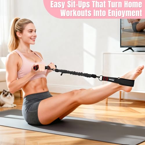 Upgraded Multifunction Pedal Resistance Band with Handle, 3 Tube Adjustable Resistance Bands for Abdomen, Waist, Arm, Core/ABS, Leg Workout - Sit Up Exercise Equipment for Women - color: Black