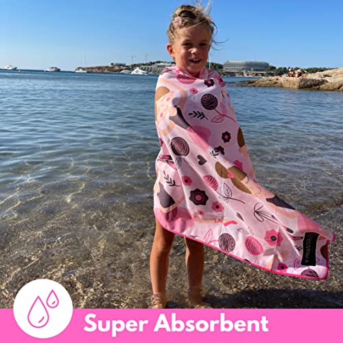 ECCOSOPHY Microfiber Kids Toddler Beach Towel, Quick Dry, Sand Free, 60x30 - color: Ballerina